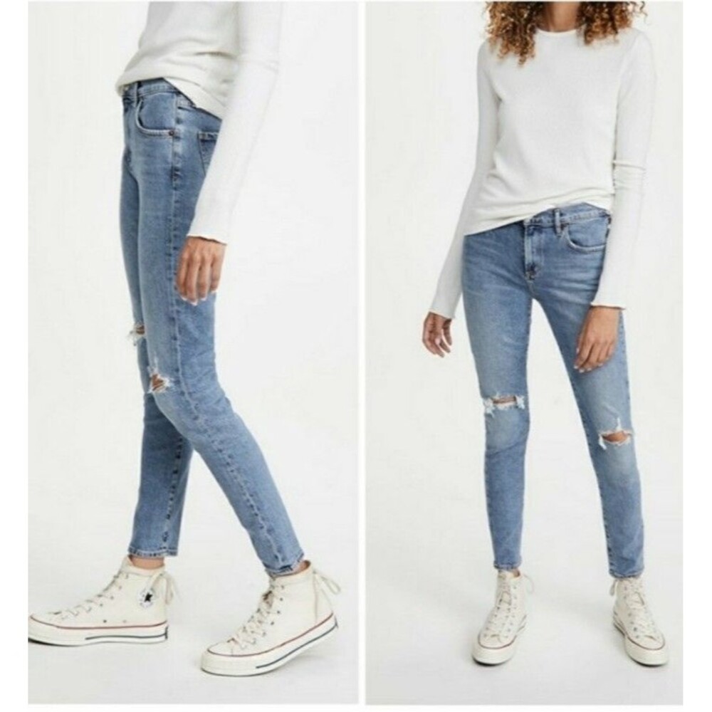 Agolde Sophie Mid Rise Ankle Jeans in Coastal Blue Cotton Demin Casual Sz 29 (d